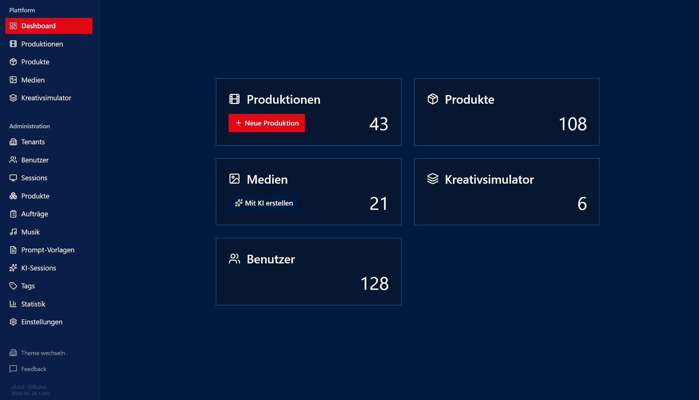Dashboard in een eigen tenant-thema